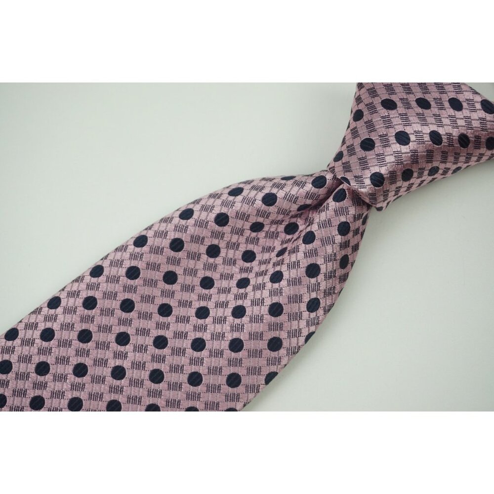 Ermenegildo Zegna Mauve Pink Navy Blue Geometric Silk Tie BRAND NEW
